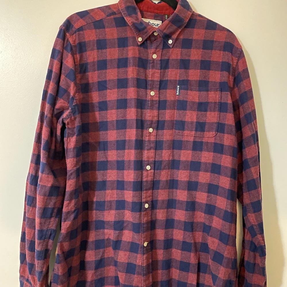 Barbour Red and Blue Casual Button Down Shirt